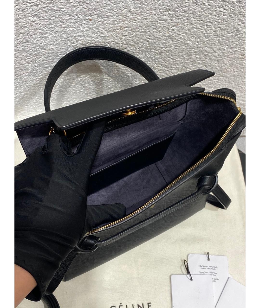 CELINE Черная кожаная сумка с короткими ручками, фото 6