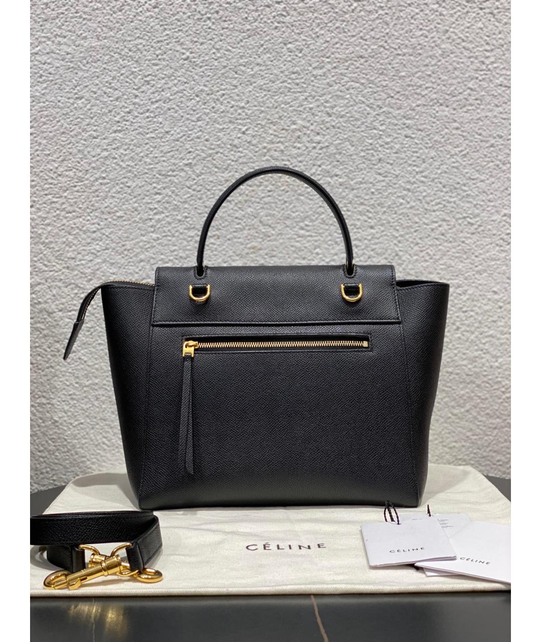 CELINE Черная кожаная сумка с короткими ручками, фото 3