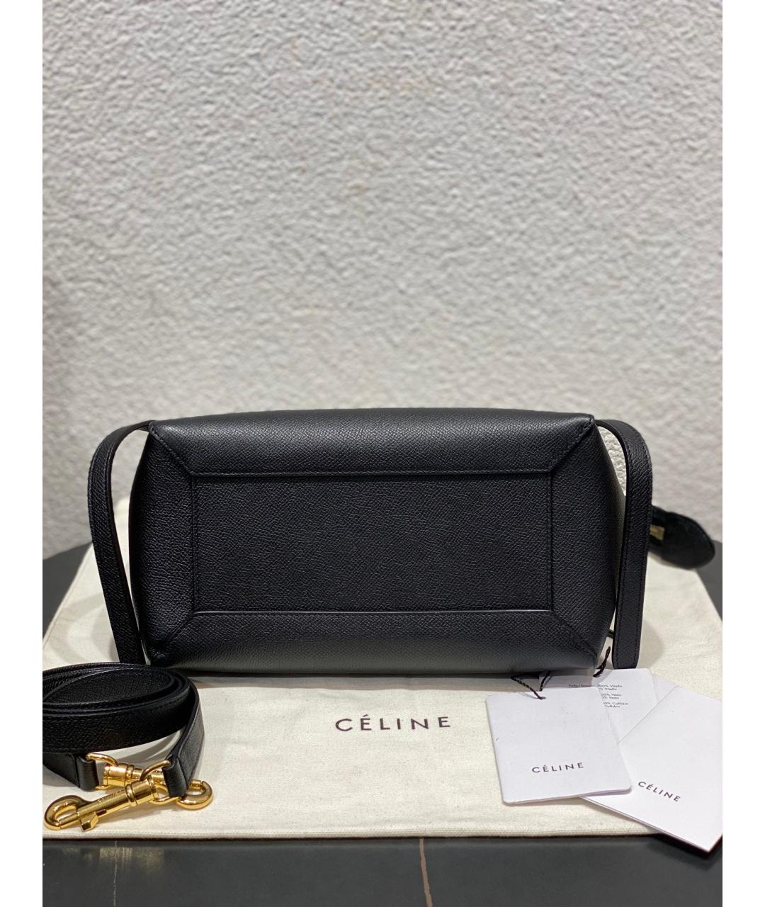 CELINE Черная кожаная сумка с короткими ручками, фото 7