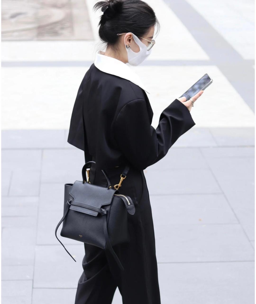 CELINE Черная кожаная сумка с короткими ручками, фото 8