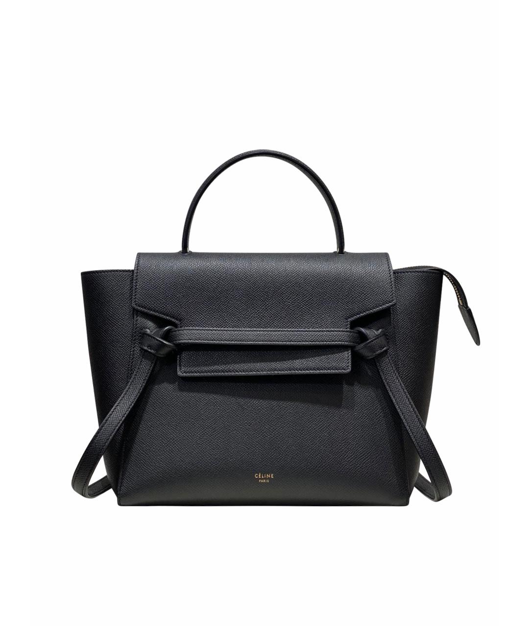 CELINE Черная кожаная сумка с короткими ручками, фото 1