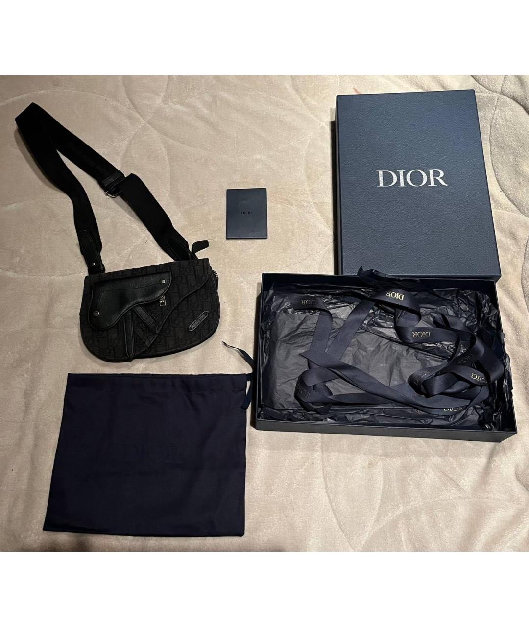 CHRISTIAN DIOR Черная жаккардовая сумка на плечо, фото 3