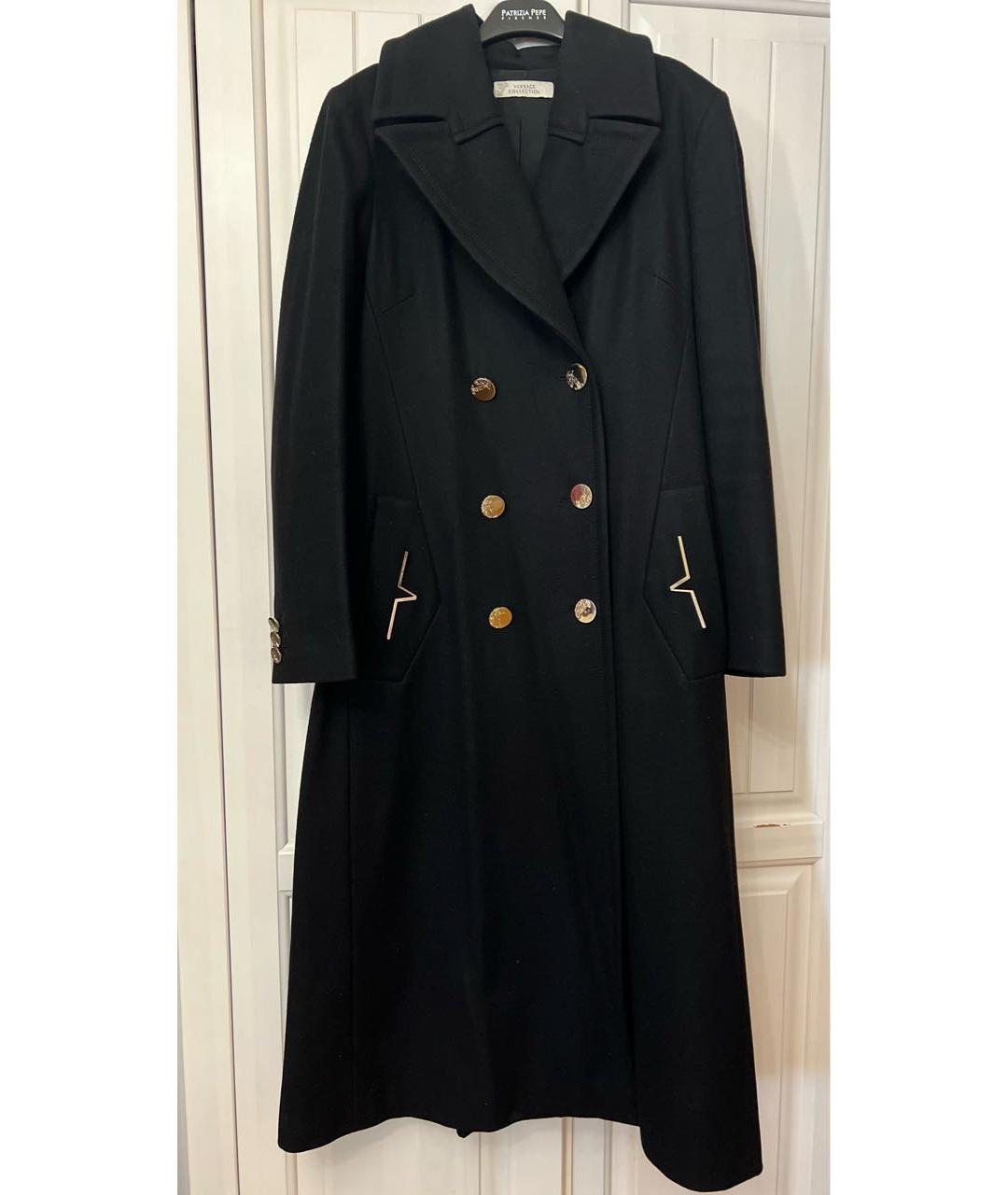 VERSACE COLLECTION Черное шерстяное пальто, фото 7