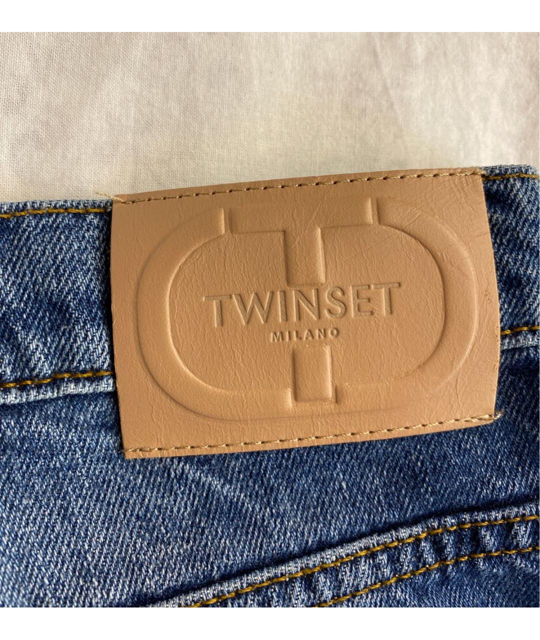TWIN-SET Синие хлопковые прямые джинсы, фото 6
