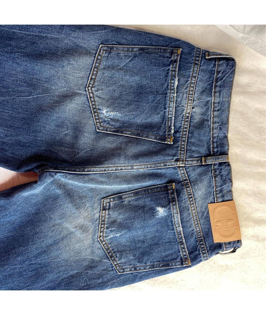 TWIN-SET Синие хлопковые прямые джинсы, фото 8