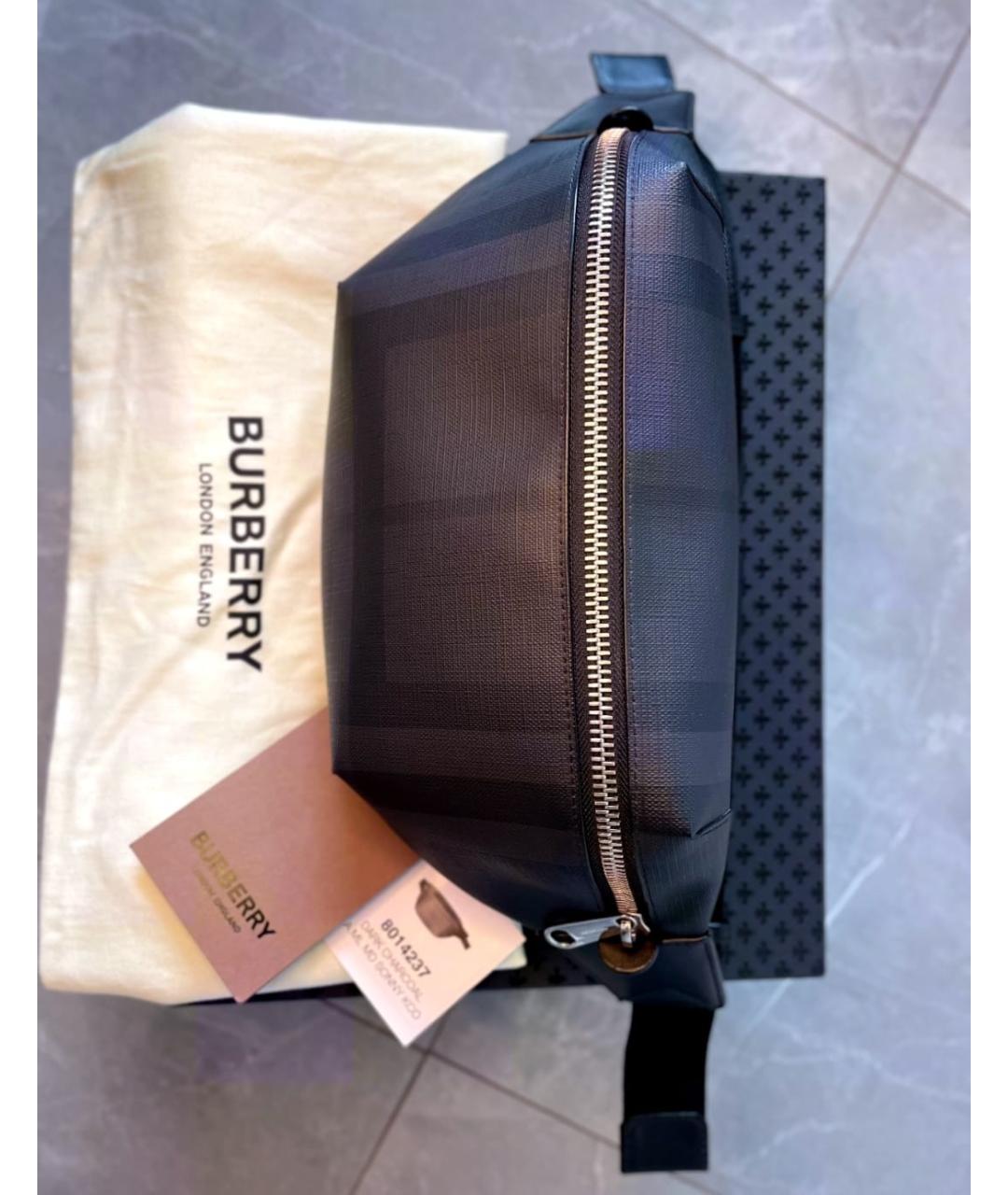 BURBERRY Черная кожаная поясная сумка, фото 4