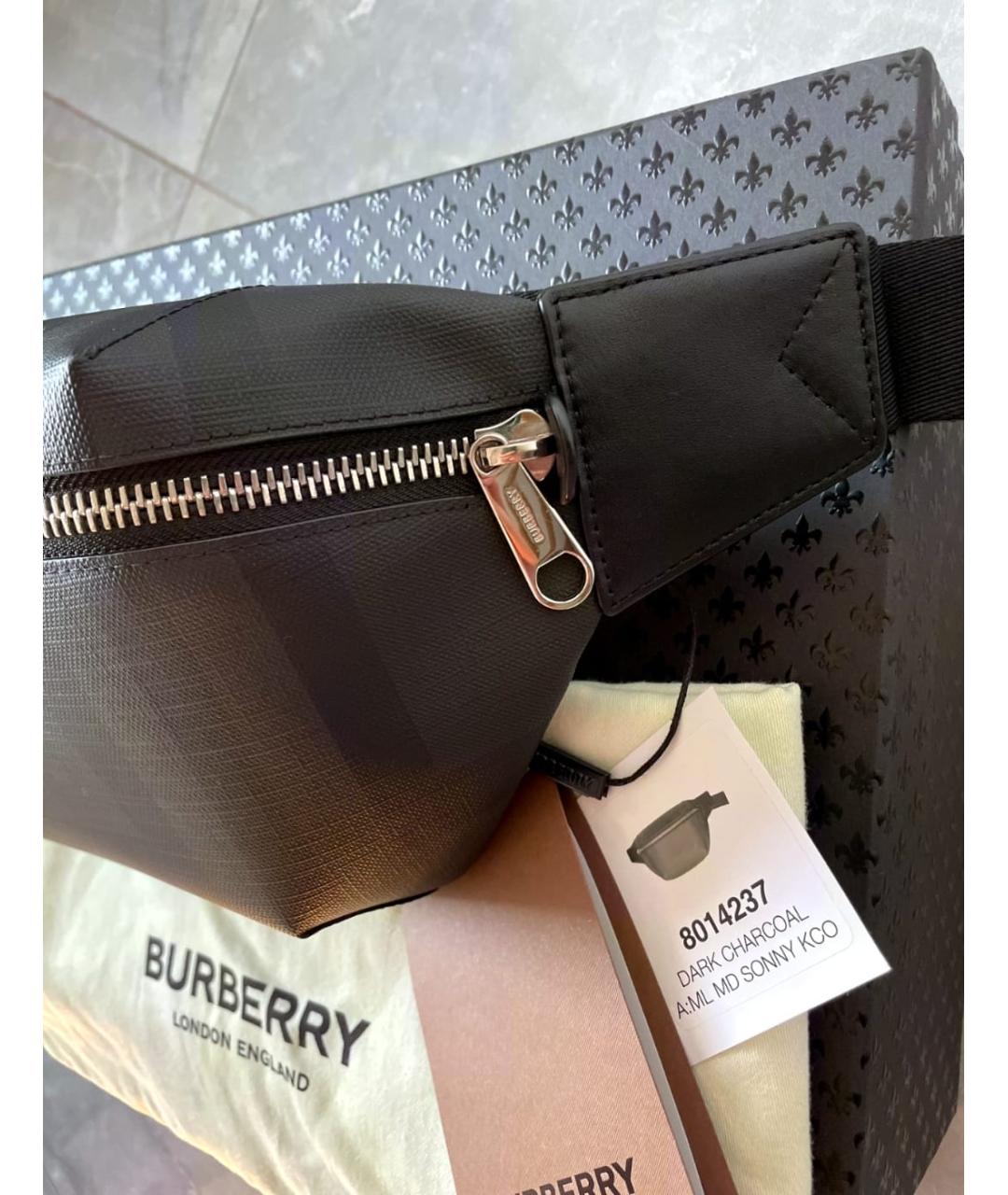 BURBERRY Черная кожаная поясная сумка, фото 2