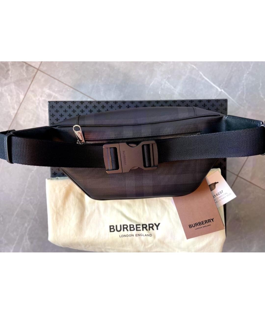 BURBERRY Черная кожаная поясная сумка, фото 3