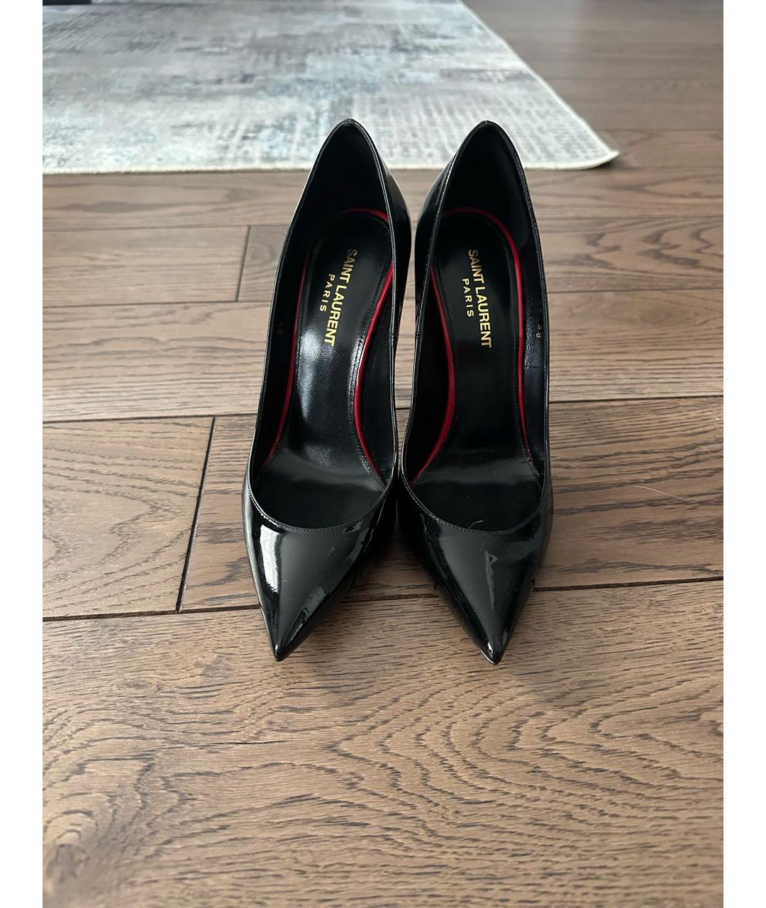 SAINT LAURENT Черные туфли из лакированной кожи, фото 2