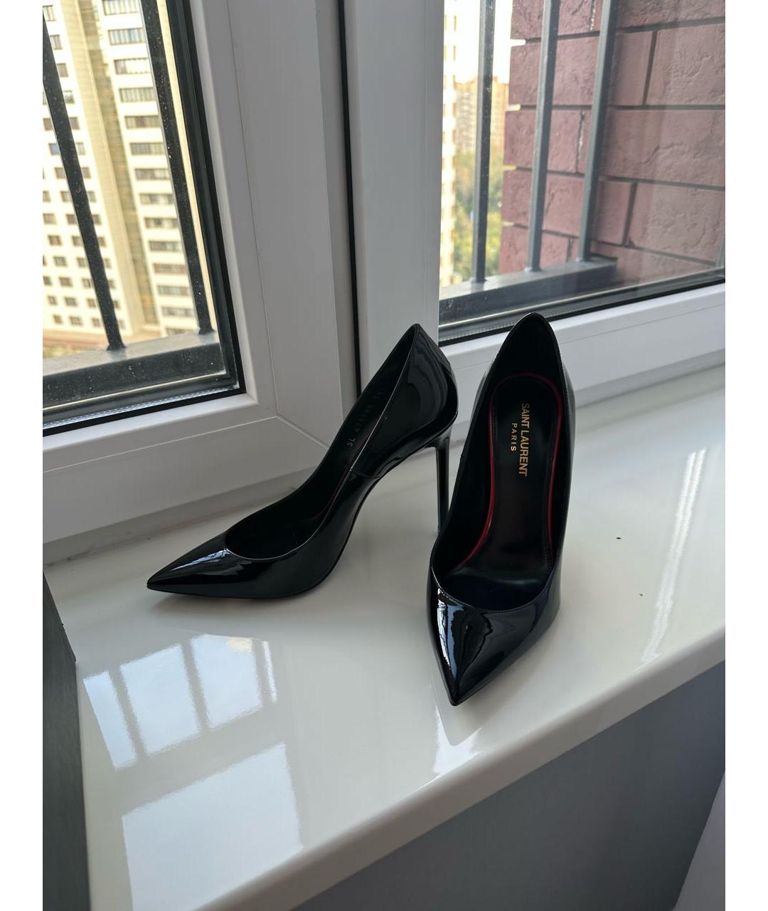 SAINT LAURENT Черные туфли из лакированной кожи, фото 5