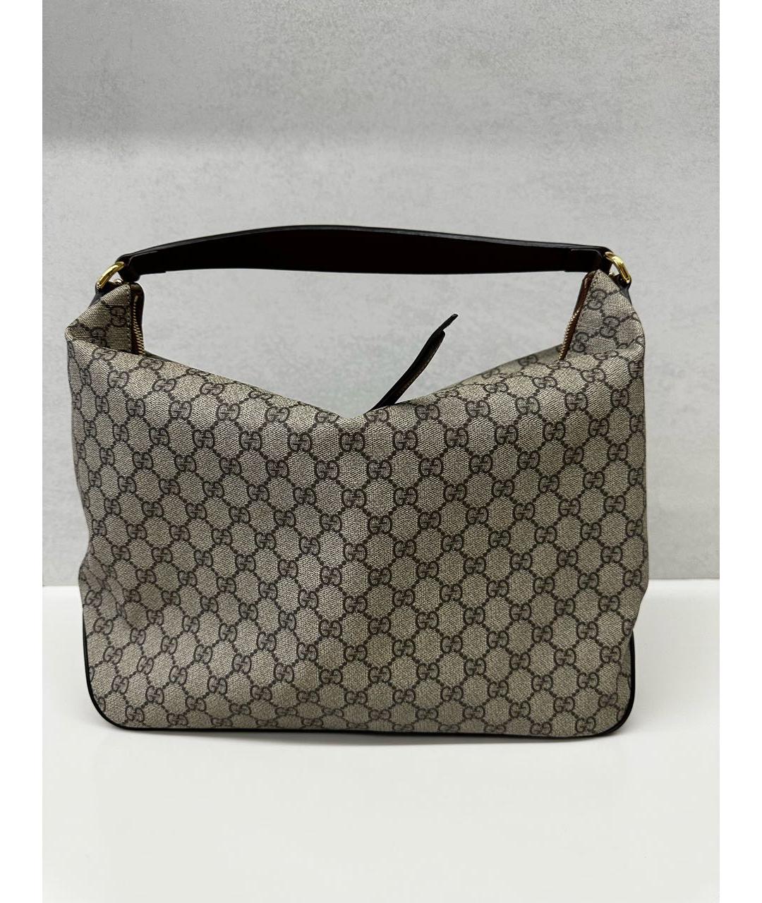 GUCCI Бежевая кожаная сумка с короткими ручками, фото 2