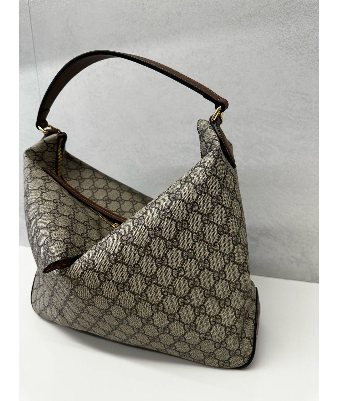 GUCCI Бежевая кожаная сумка с короткими ручками, фото 3