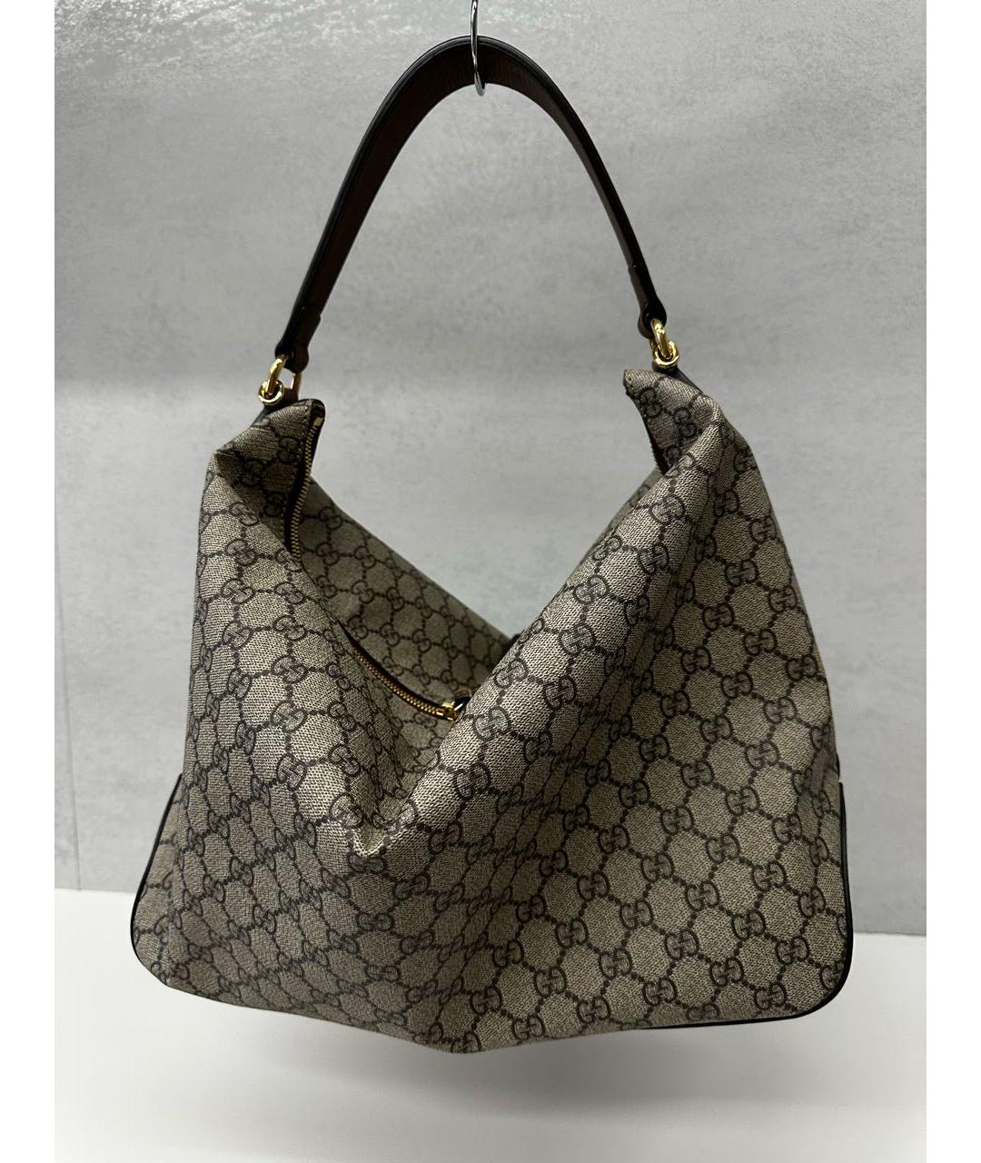GUCCI Бежевая кожаная сумка с короткими ручками, фото 6