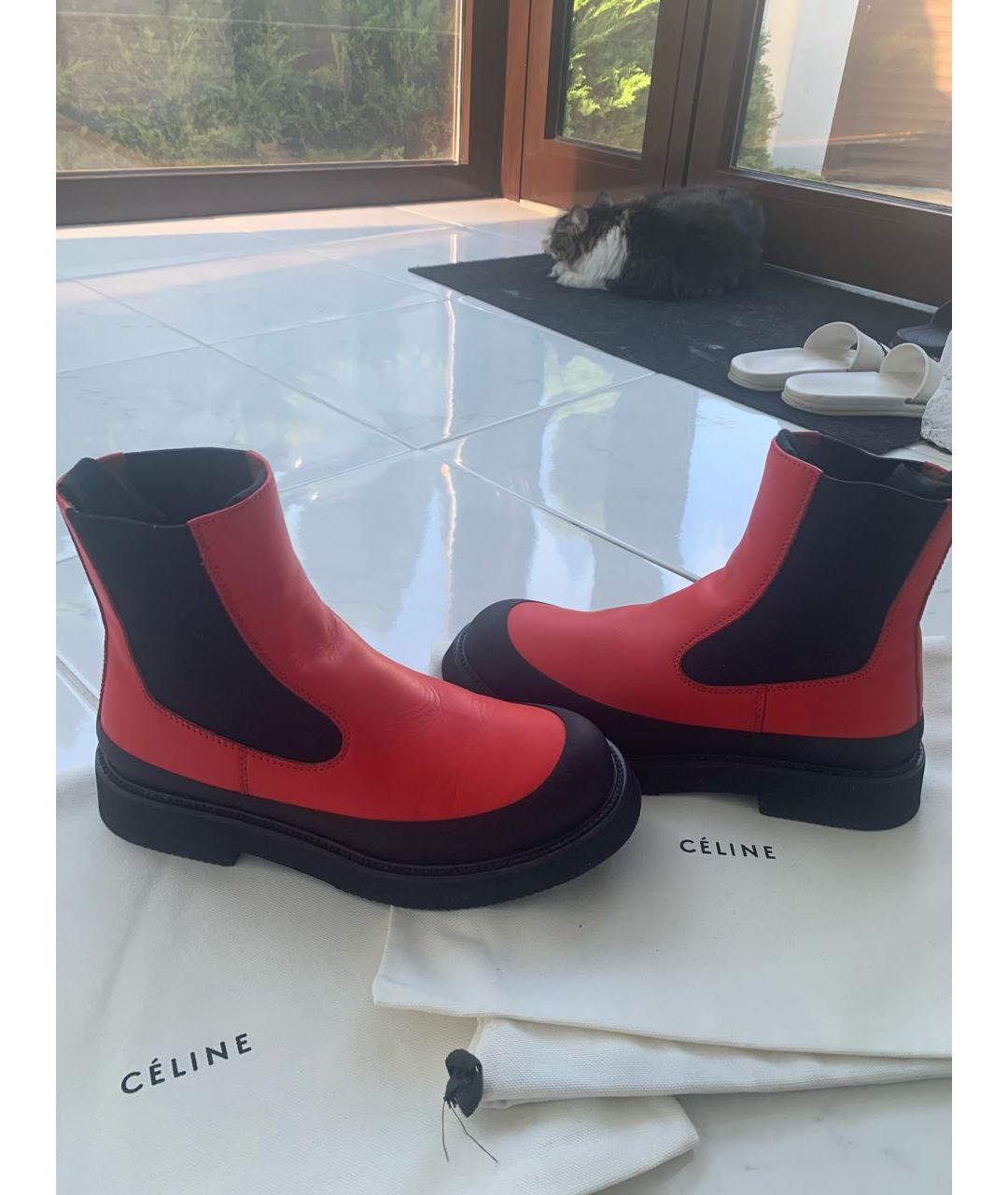 CELINE PRE-OWNED Красные кожаные ботинки, фото 4