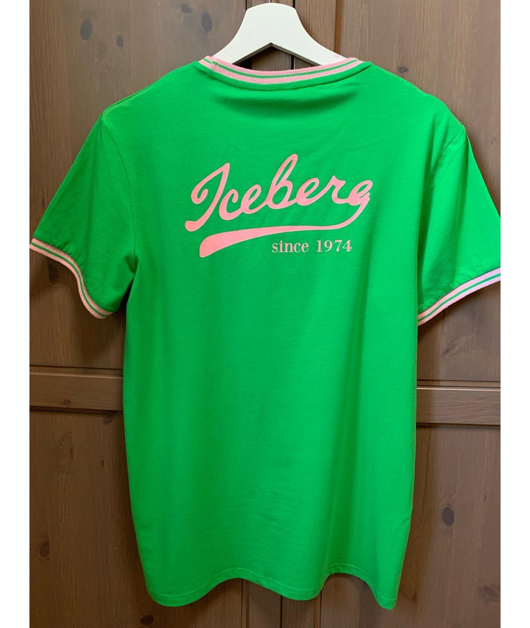 ICEBERG Зеленая хлопковая футболка, фото 2