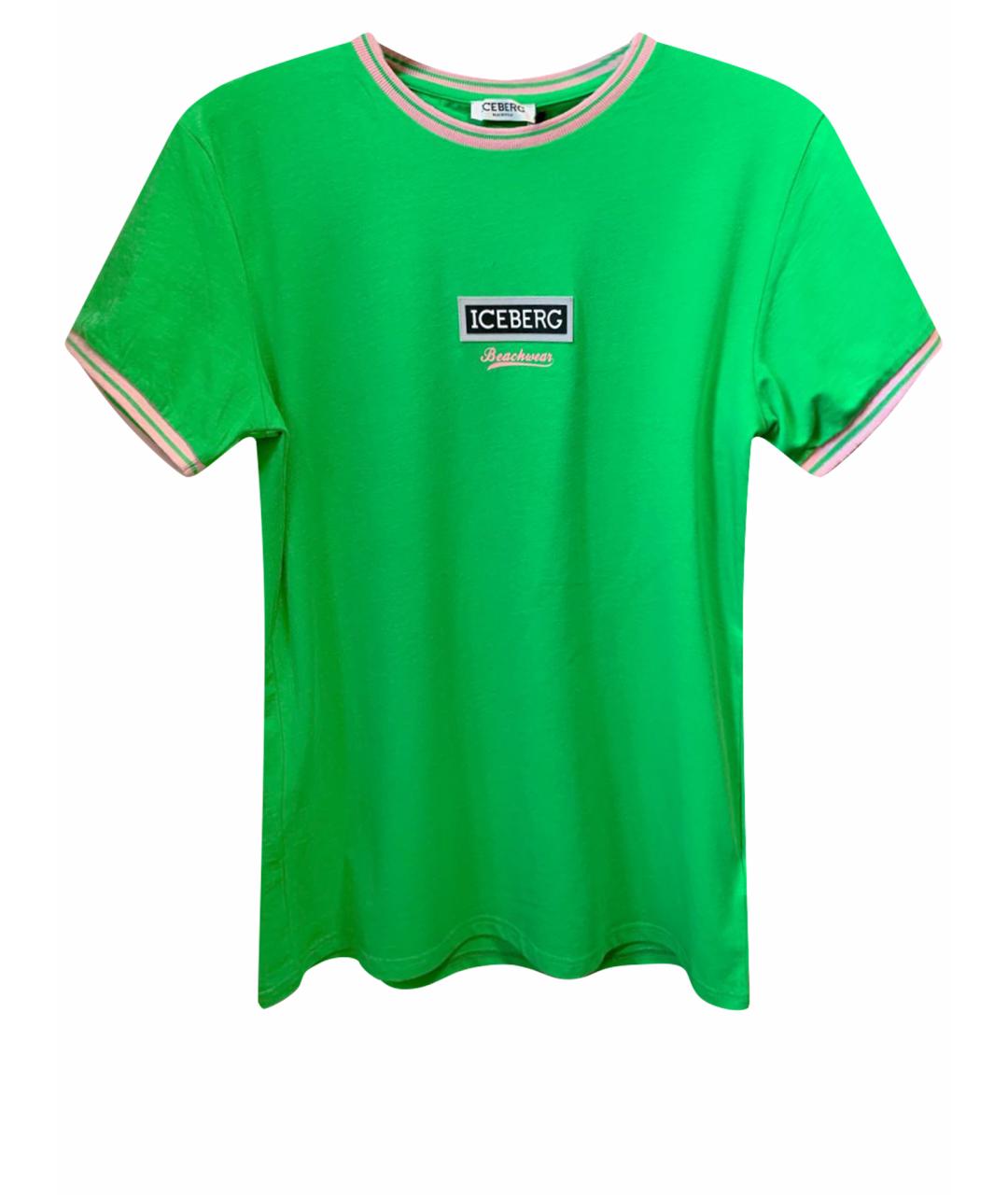 ICEBERG Зеленая хлопковая футболка, фото 1