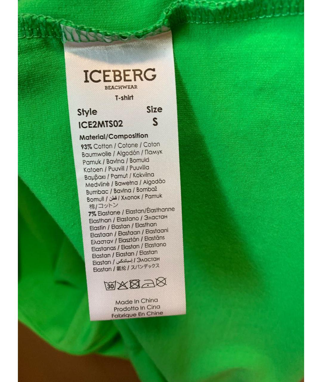 ICEBERG Зеленая хлопковая футболка, фото 5