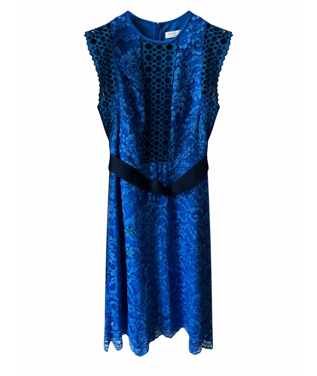 SANDRO Синее кружевное коктейльное платье, фото 1