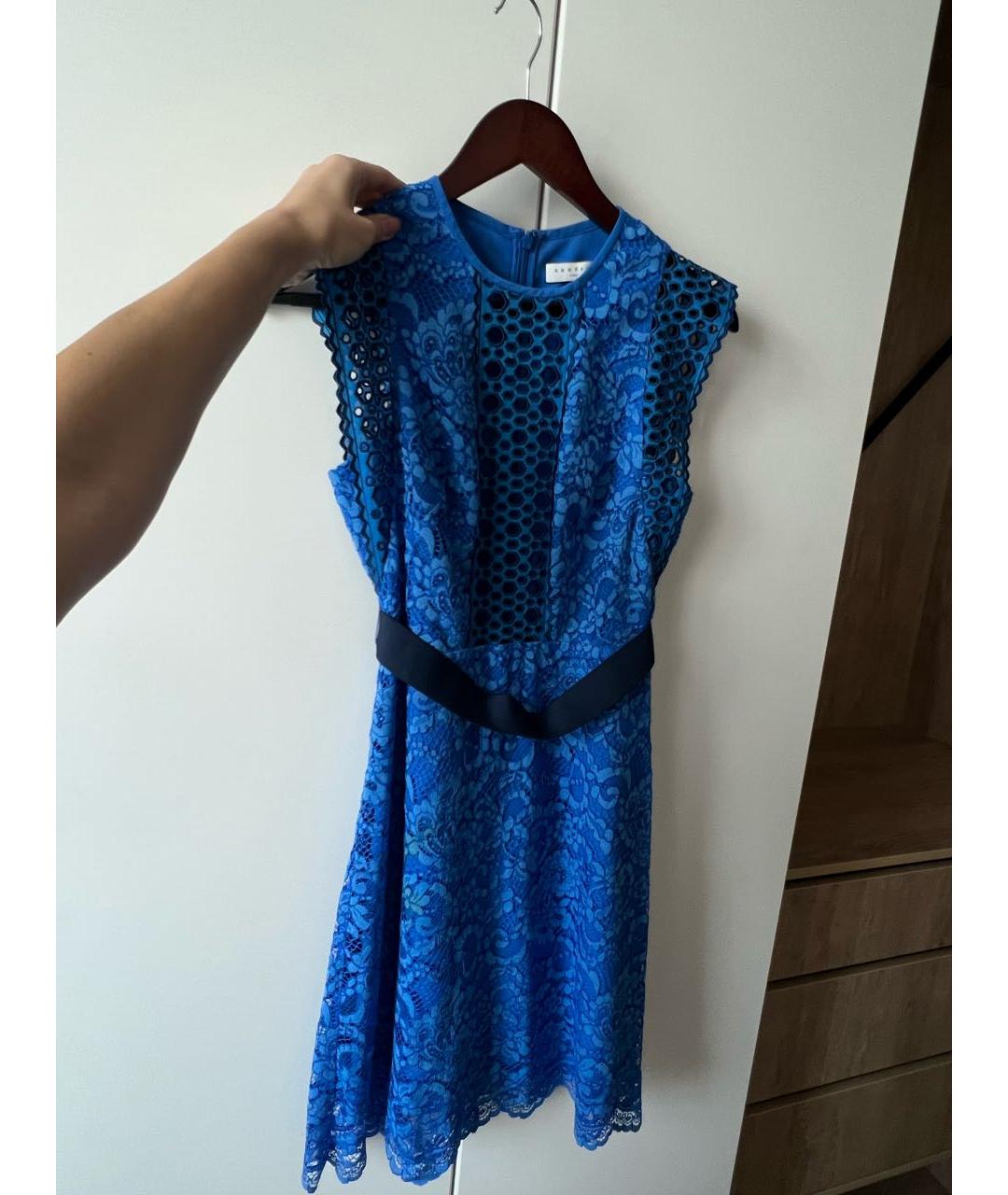 SANDRO Синее кружевное коктейльное платье, фото 4
