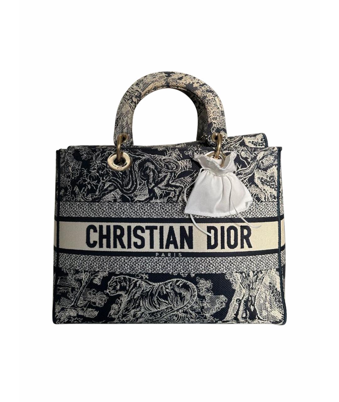 CHRISTIAN DIOR Синяя твидовая сумка с короткими ручками, фото 1