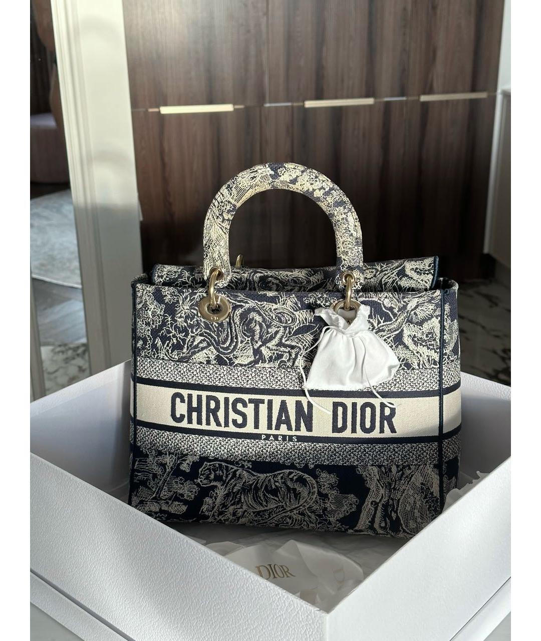 CHRISTIAN DIOR Синяя твидовая сумка с короткими ручками, фото 6