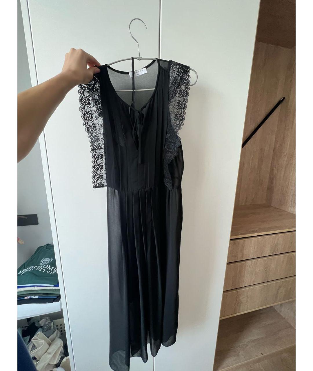 SANDRO Черное хлопковое коктейльное платье, фото 3
