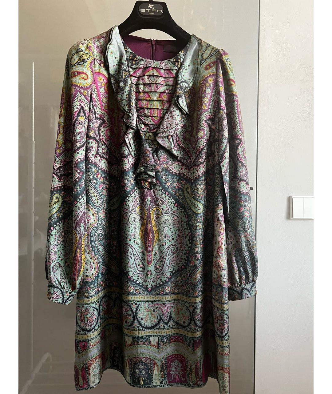 ETRO Мульти шелковое коктейльное платье, фото 5
