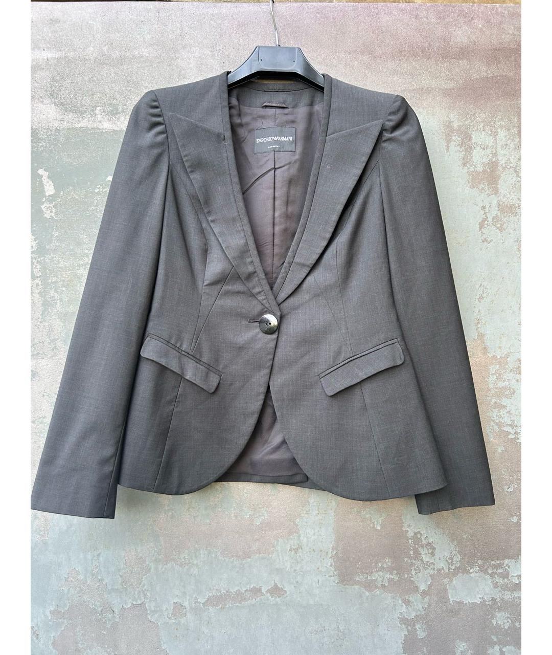 EMPORIO ARMANI Серый шерстяной костюм с брюками, фото 2