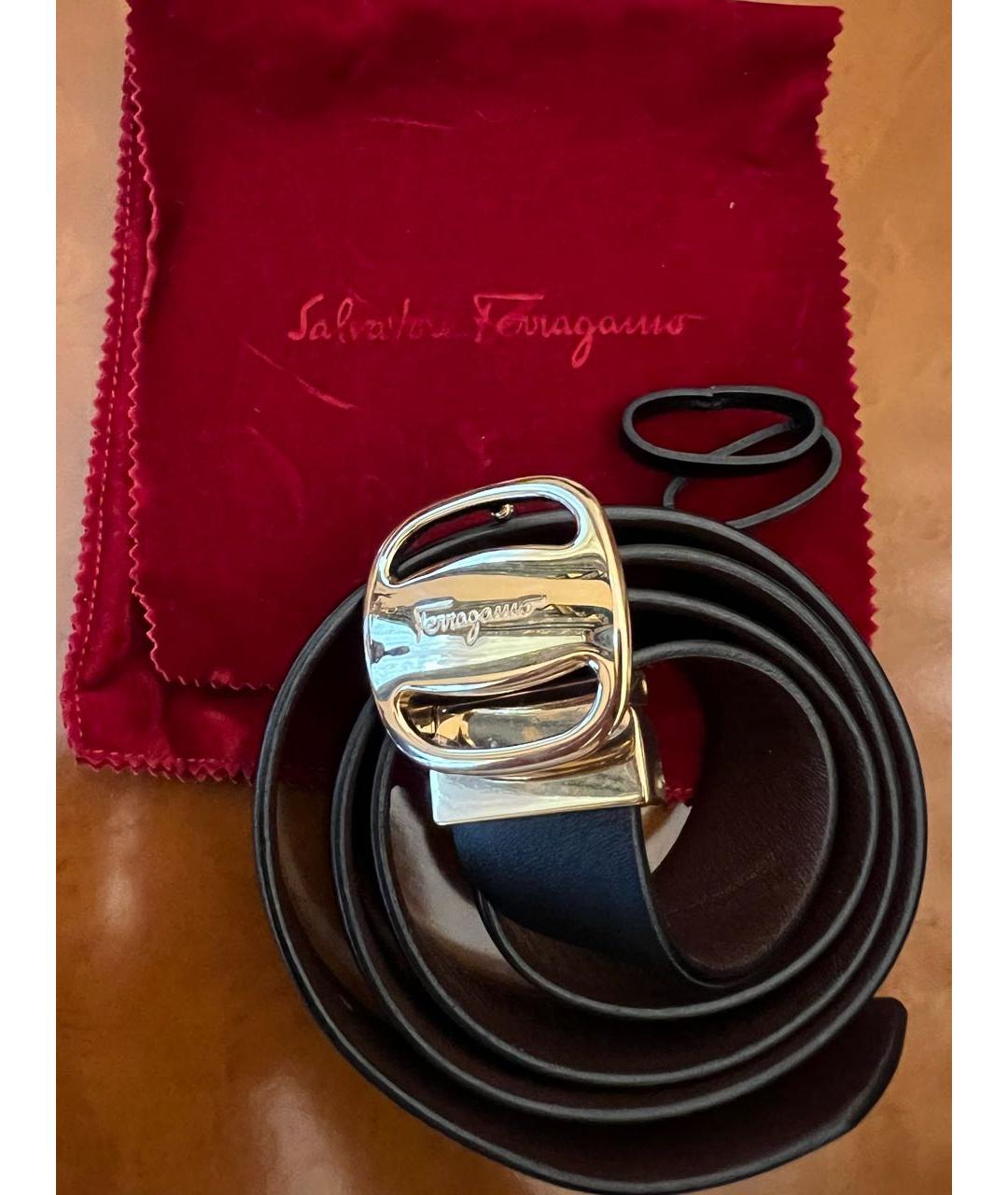 SALVATORE FERRAGAMO Черный кожаный ремень, фото 6