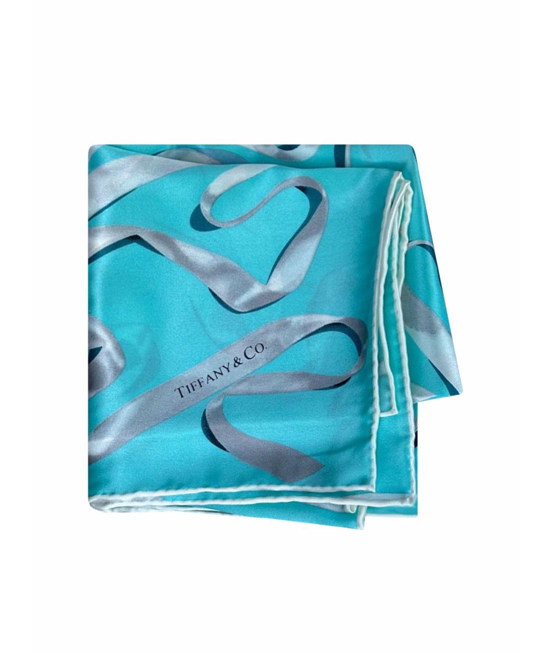 TIFFANY&CO Бирюзовый шелковый платок, фото 1