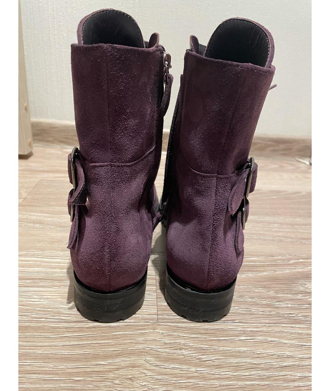 MANOLO BLAHNIK Фиолетовые замшевые ботинки, фото 4