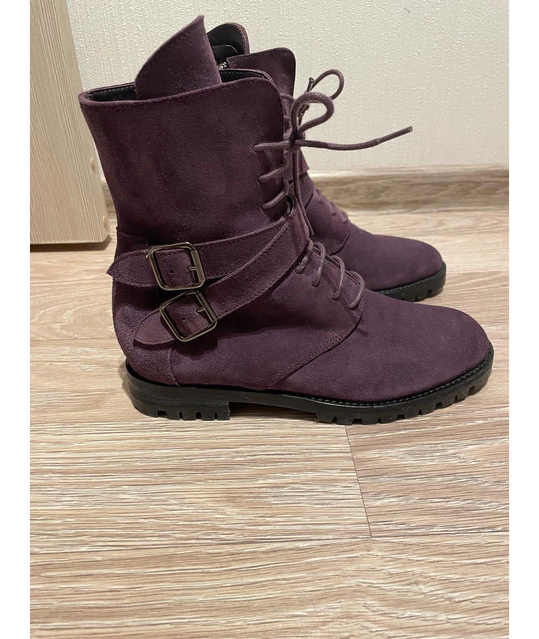 MANOLO BLAHNIK Фиолетовые замшевые ботинки, фото 9
