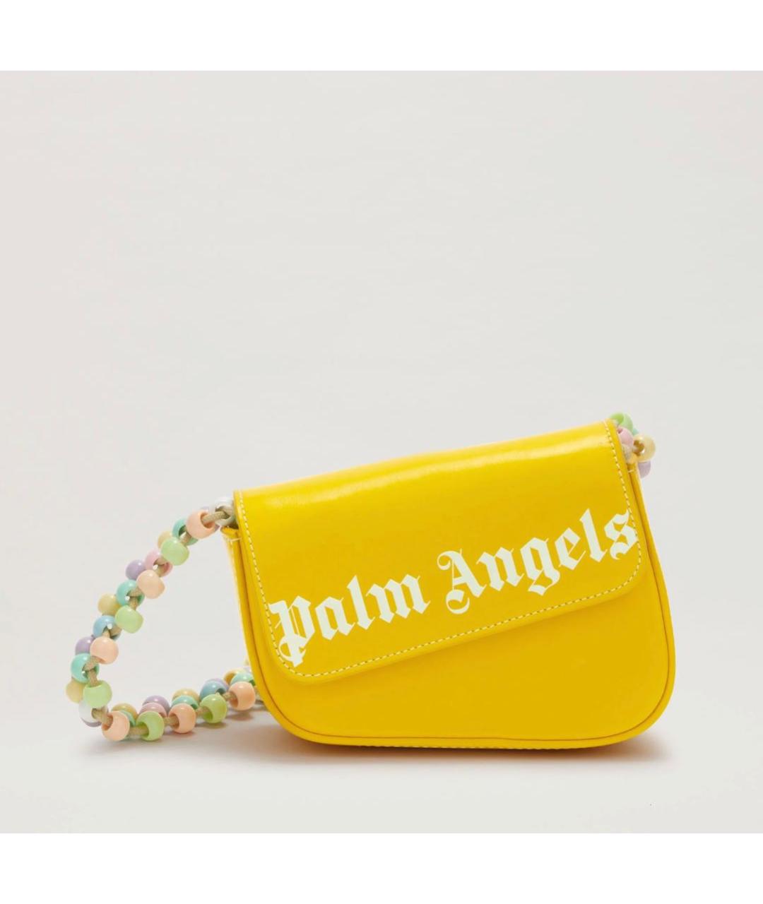 PALM ANGELS Желтая кожаная сумка через плечо, фото 9