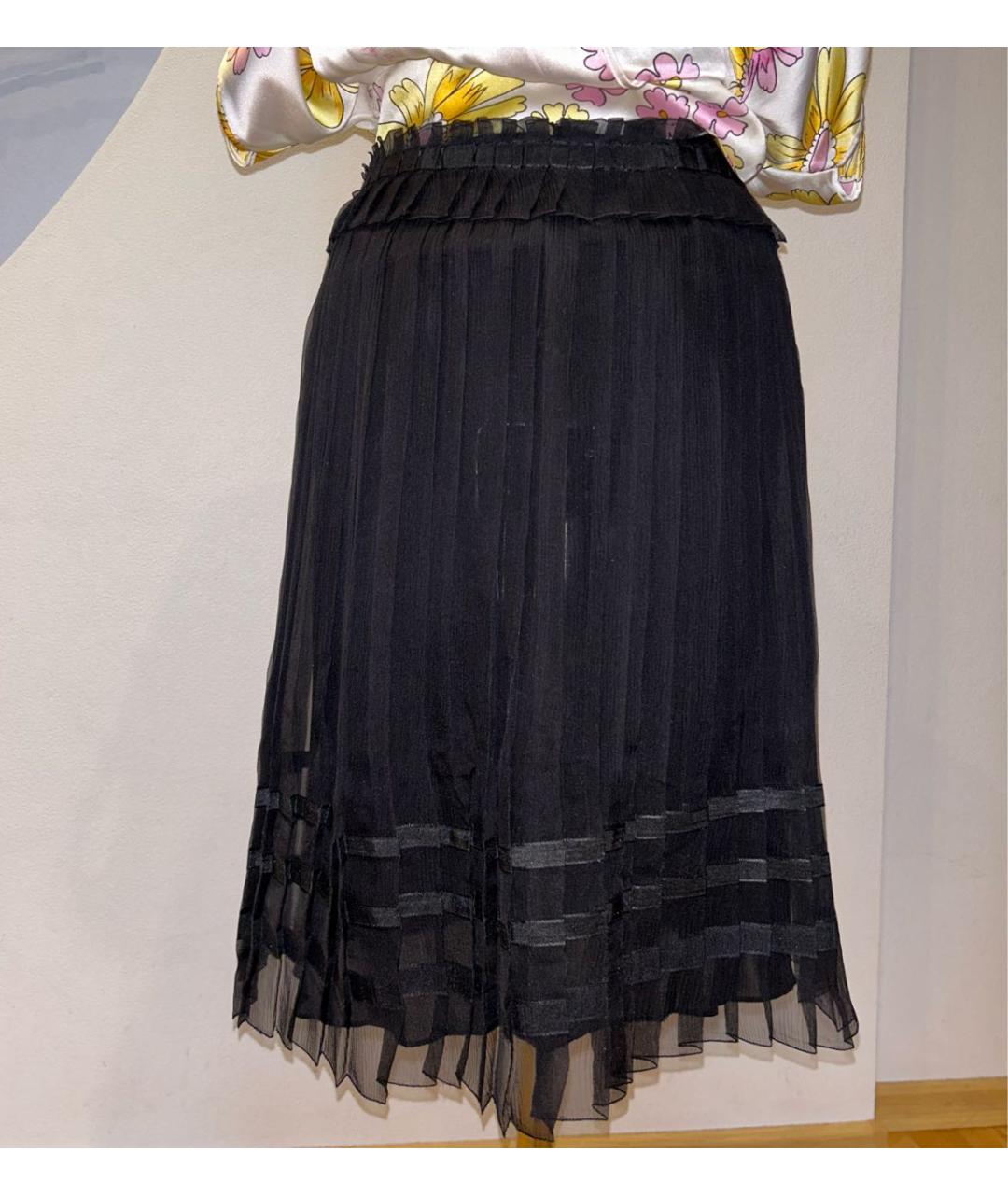 ALBERTA FERRETTI Черная шелковая юбка миди, фото 7