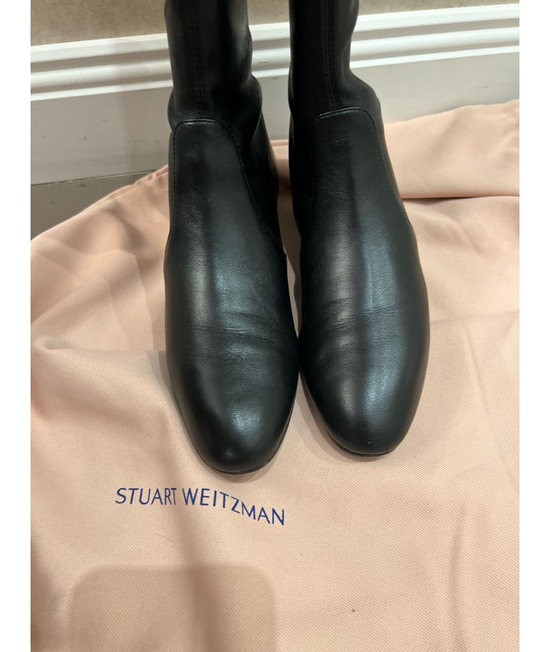 STUART WEITZMAN Черные кожаные ботфорты, фото 2