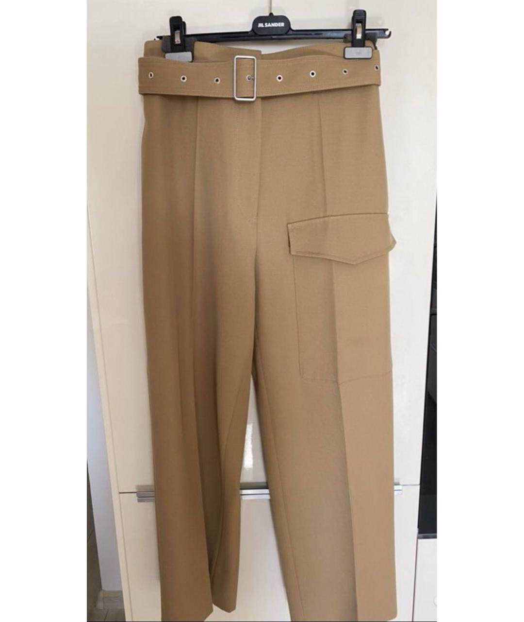 JIL SANDER Горчичные шерстяные брюки широкие, фото 5