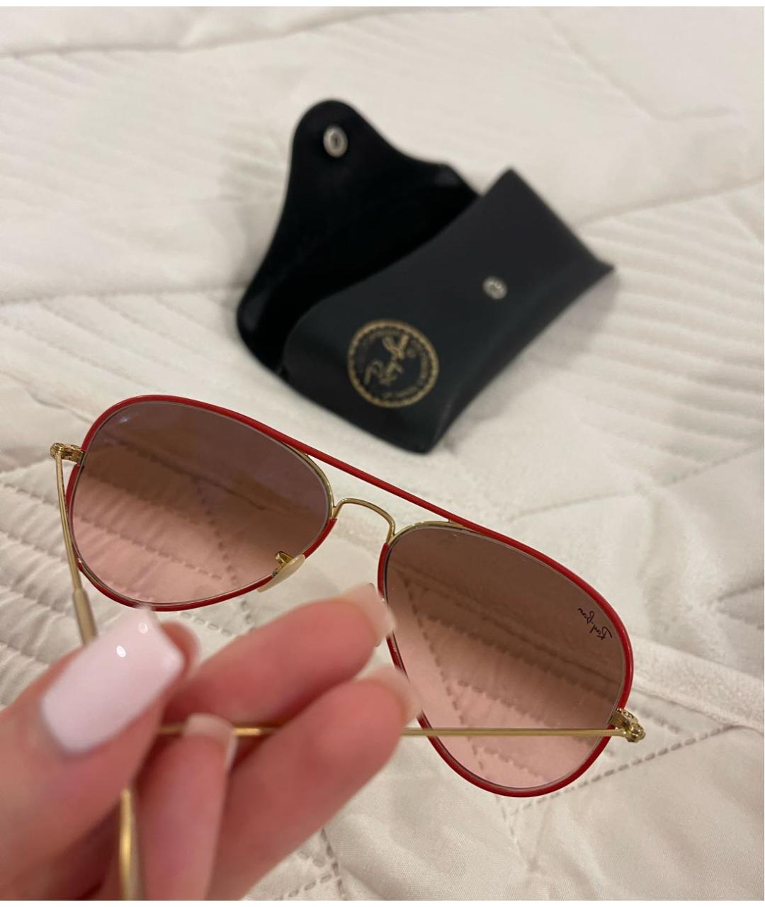 RAY BAN Красные металлические солнцезащитные очки, фото 3