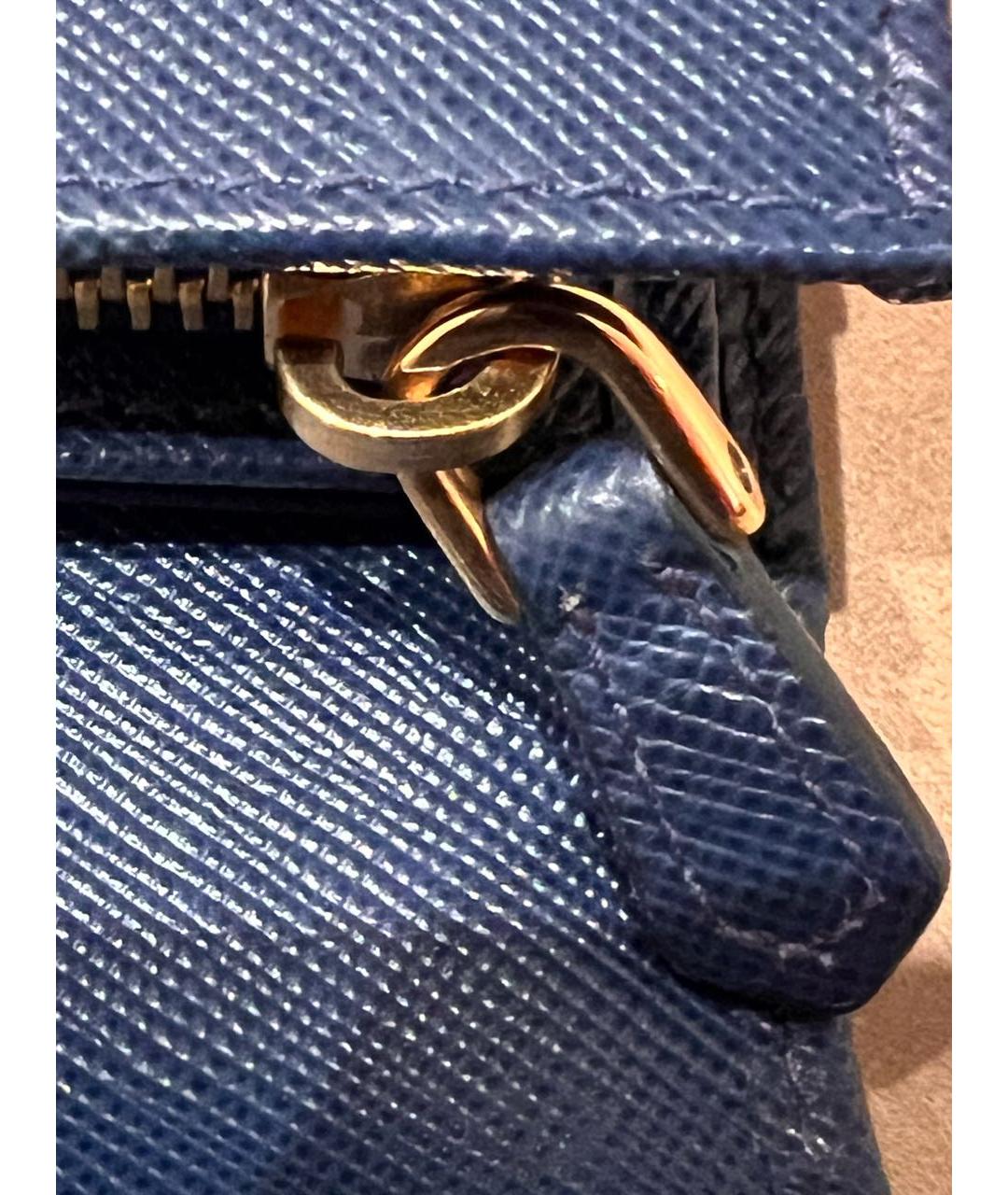 PRADA Синяя кожаная сумка с короткими ручками, фото 7