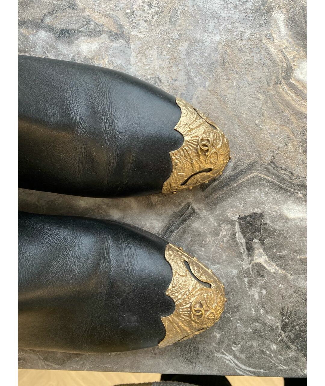 CHANEL PRE-OWNED Черные кожаные сапоги, фото 3