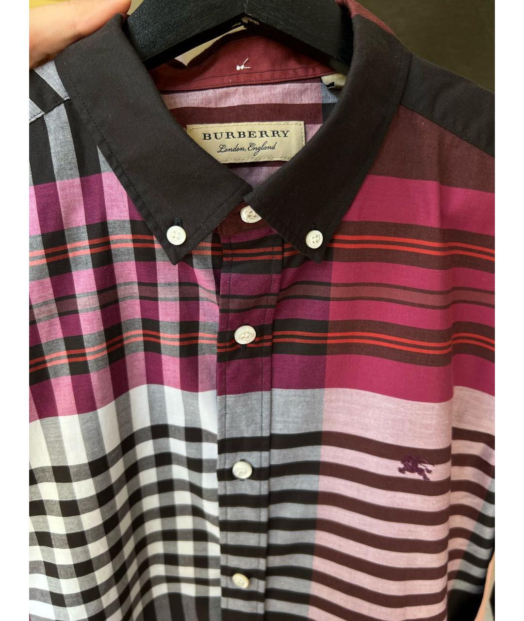 BURBERRY Бордовая хлопковая кэжуал рубашка, фото 3