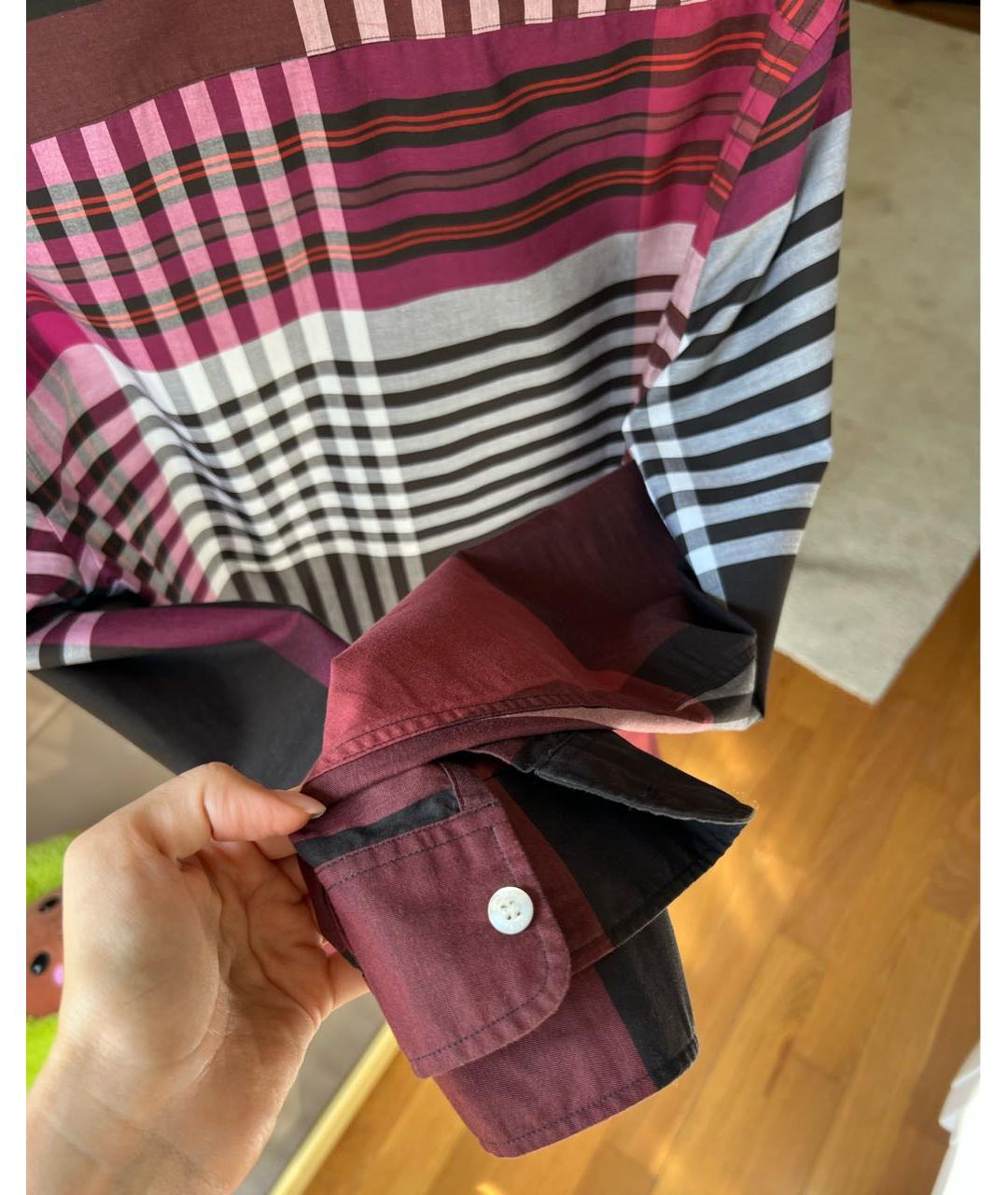 BURBERRY Бордовая хлопковая кэжуал рубашка, фото 4