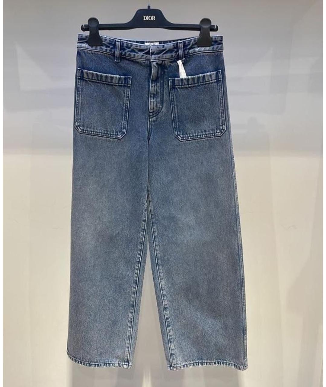 CHRISTIAN DIOR PRE-OWNED Голубые хлопковые прямые джинсы, фото 2