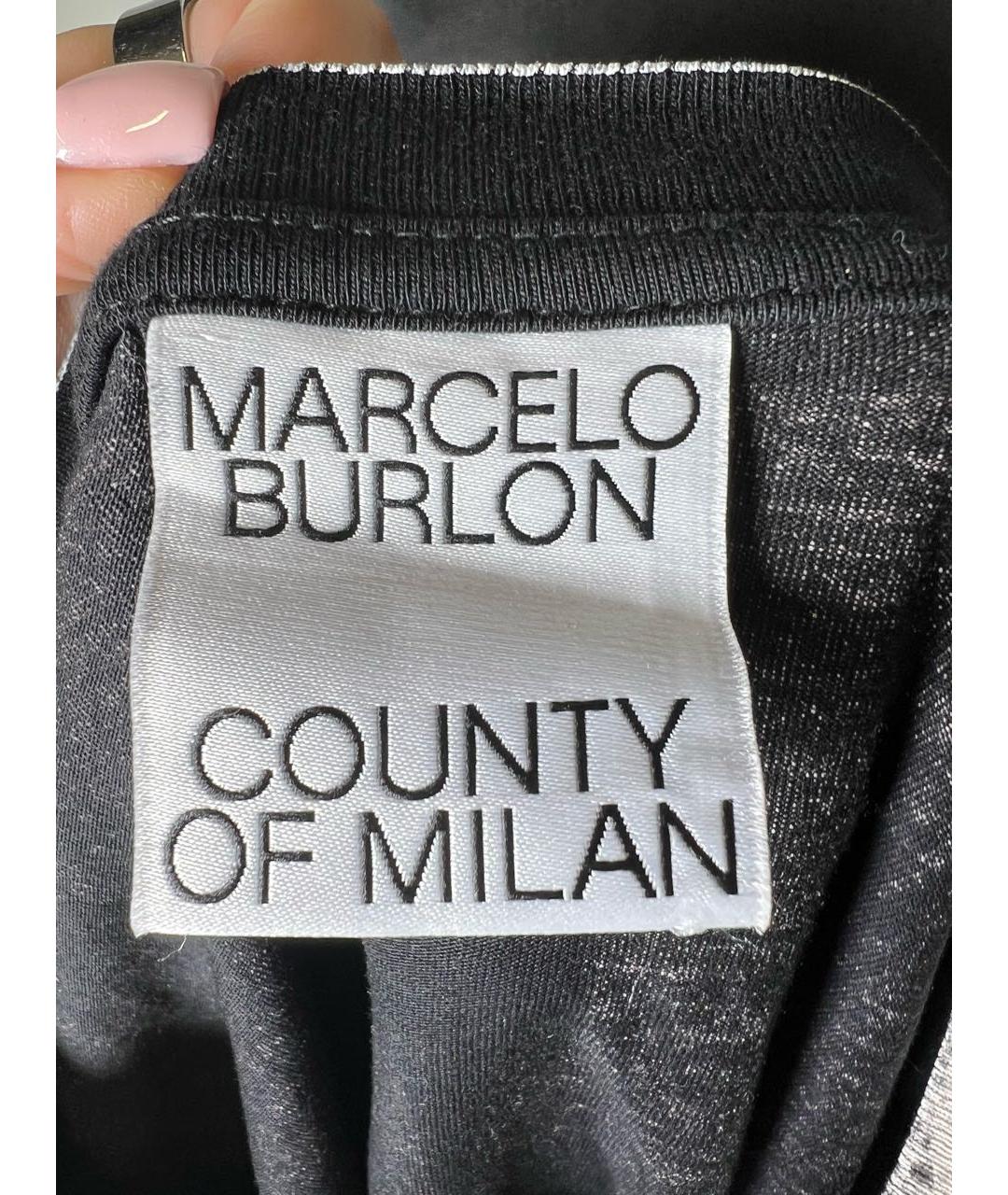 MARCELO BURLON COUNTY OF MILAN Черная хлопковая футболка, фото 4