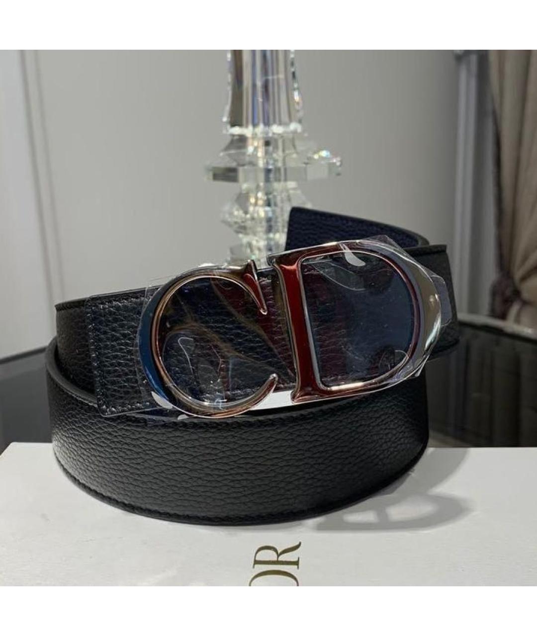 CHRISTIAN DIOR Черный кожаный ремень, фото 2