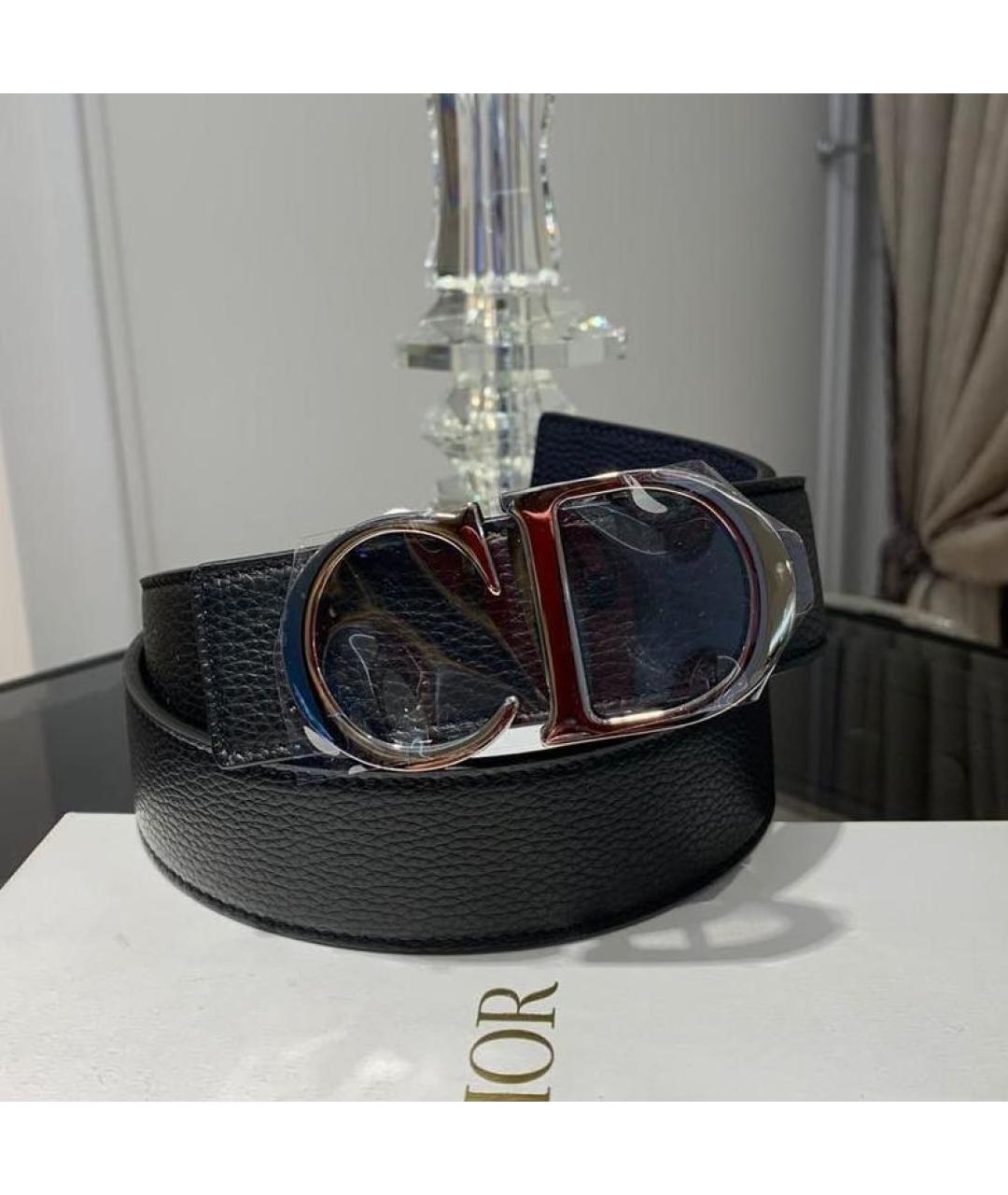 CHRISTIAN DIOR Черный кожаный ремень, фото 3