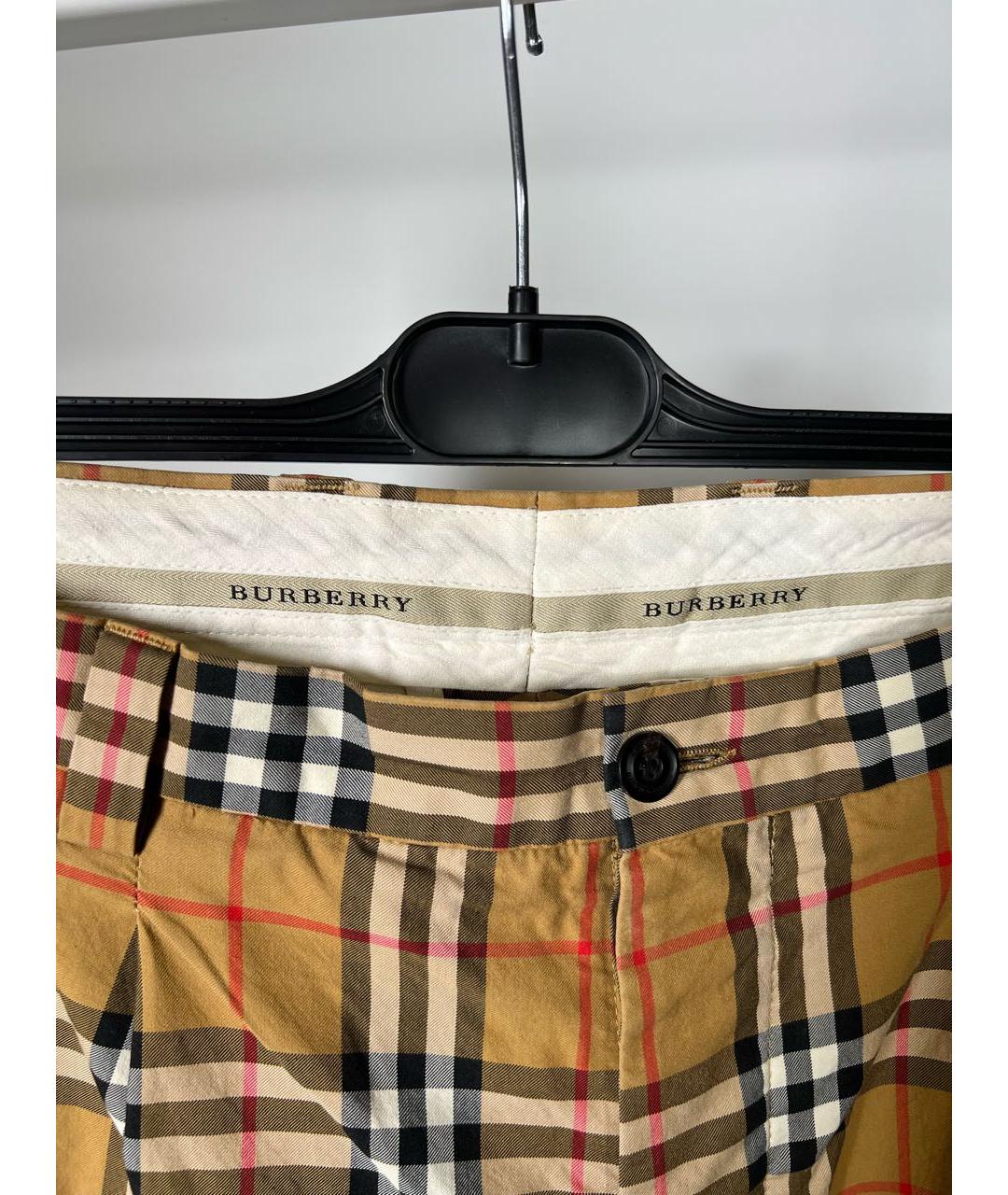 BURBERRY Бежевые хлопковые брюки чинос, фото 4