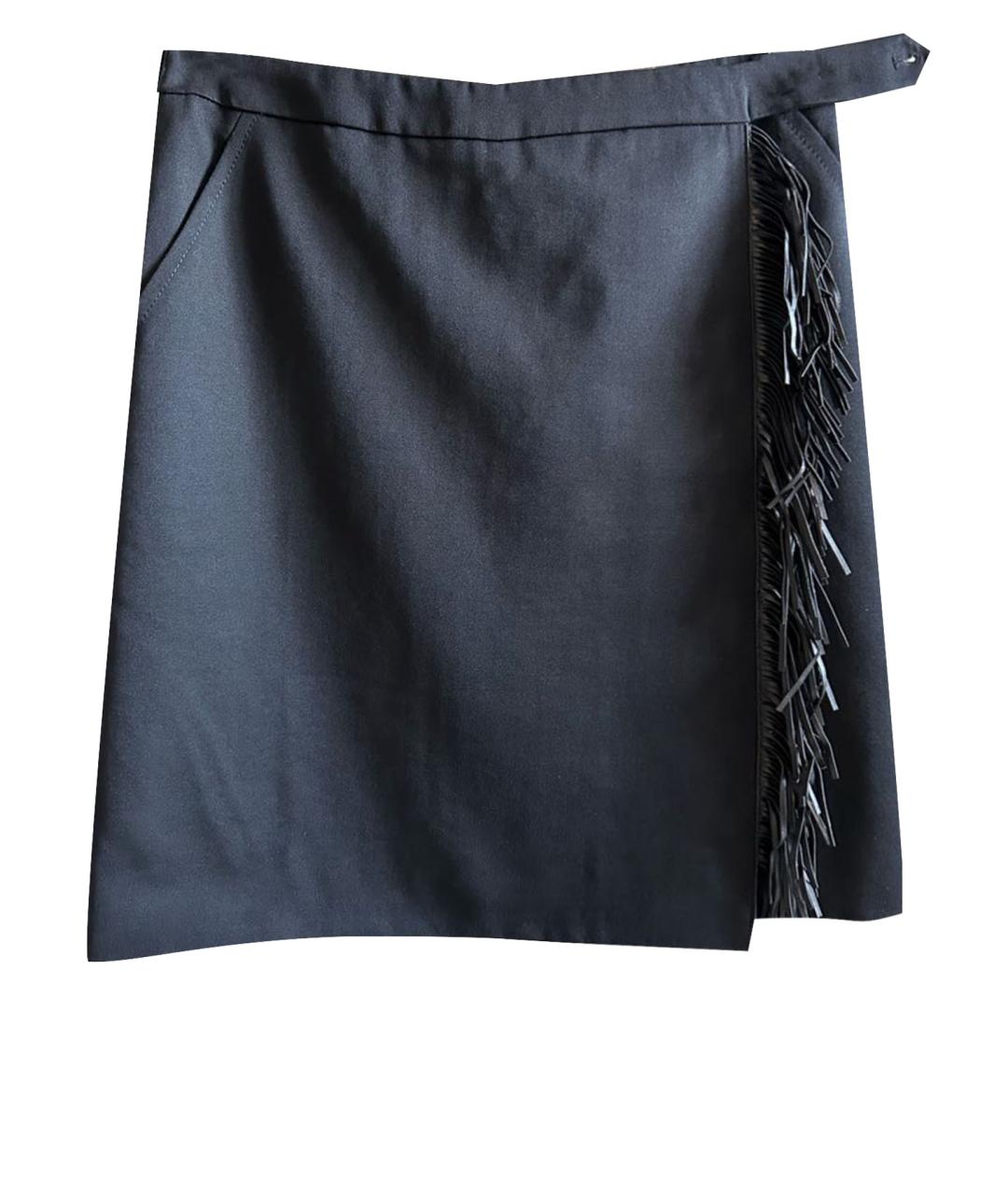 AKRIS Черная шерстяная юбка миди, фото 1