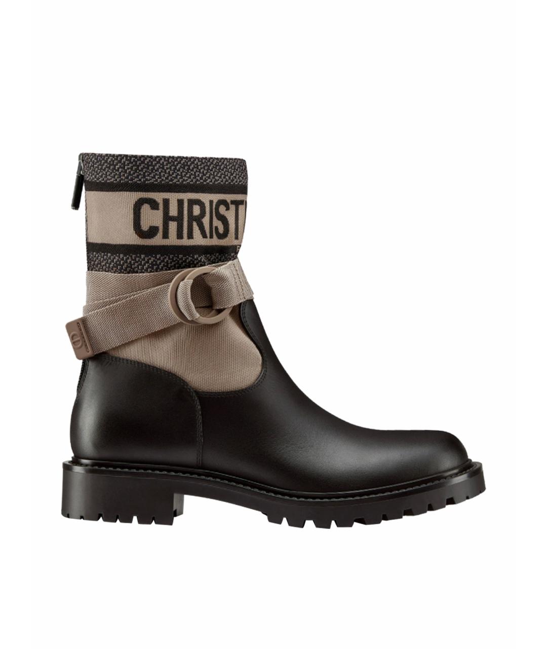 CHRISTIAN DIOR Черные кожаные сапоги, фото 1