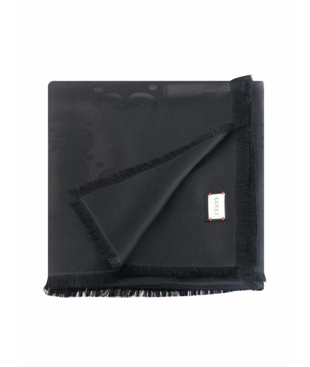 GUCCI Черный шелковый платок, фото 1