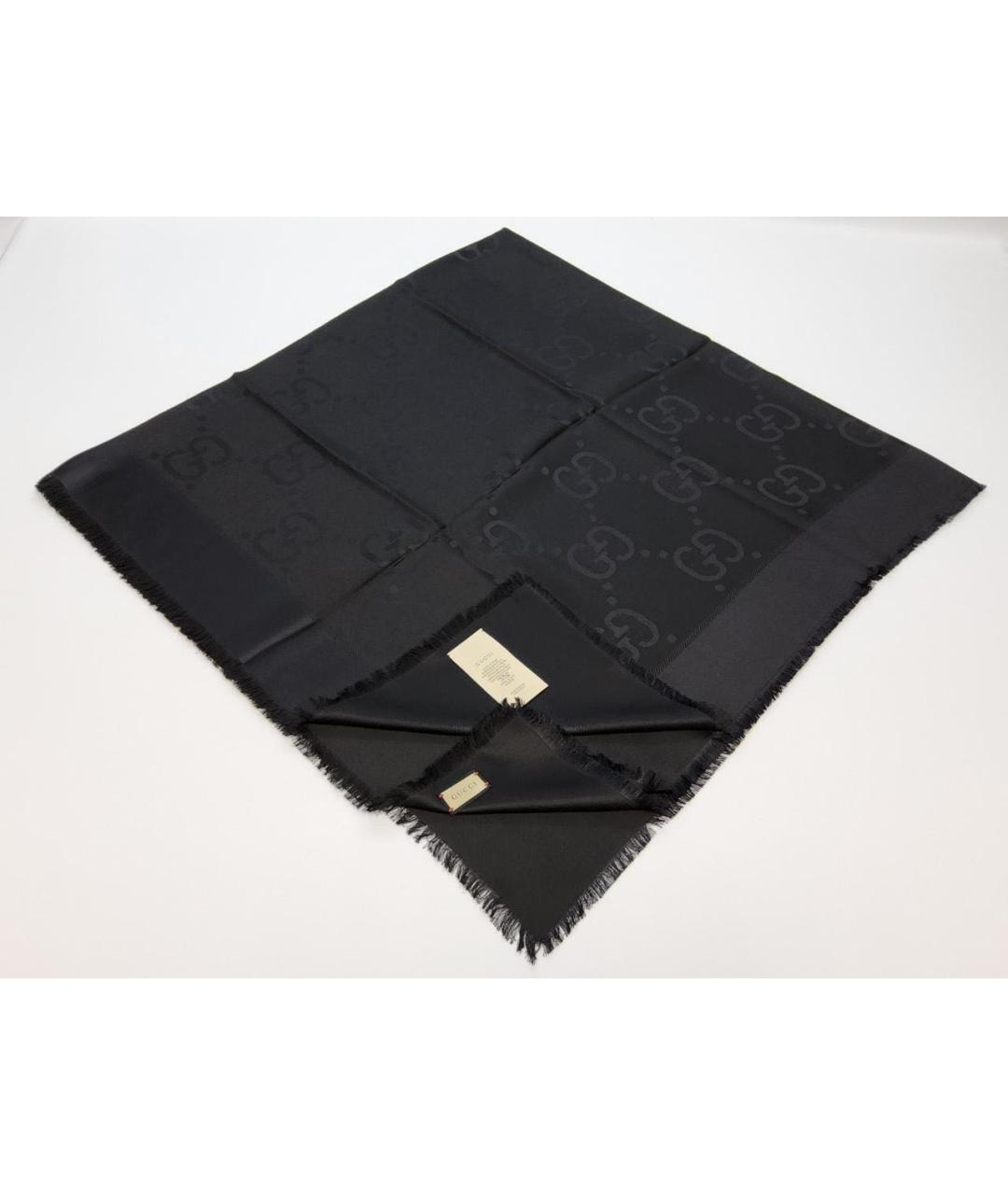 GUCCI Черный шелковый платок, фото 3